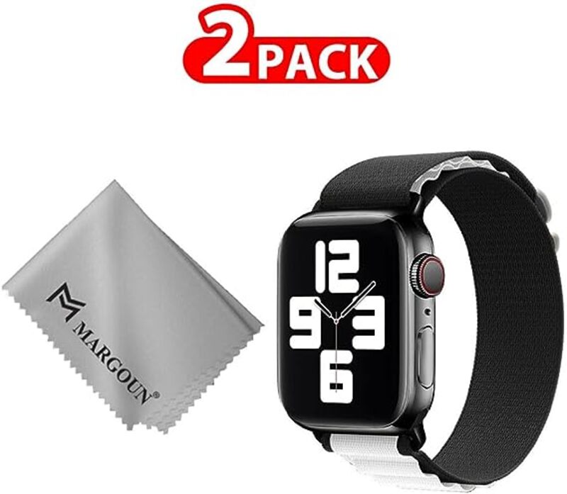 MARGOUN For Apple Watch Band 49mm 45mm 44mm 42mm Alpine Nylon Woven Sport Strap With Microfiber Cleaning Cloth Compatible For iWatch Series 8/7/SE/6/5/4/3/2/1 - B13